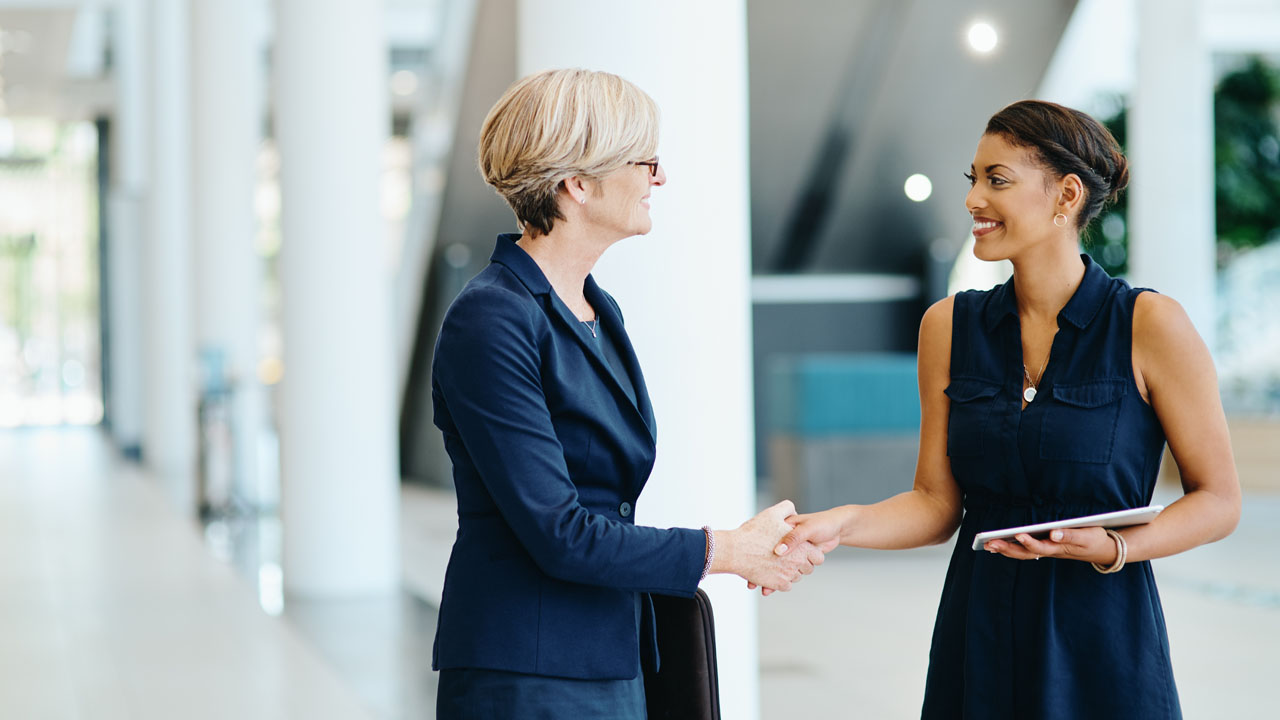 Two professional woman talking